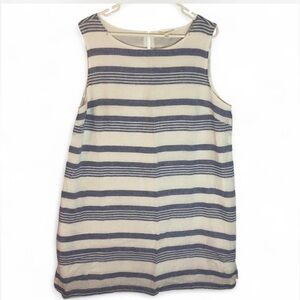 beachlunchlounge Linen White & Blue Striped Sleeveless Shift Dress
